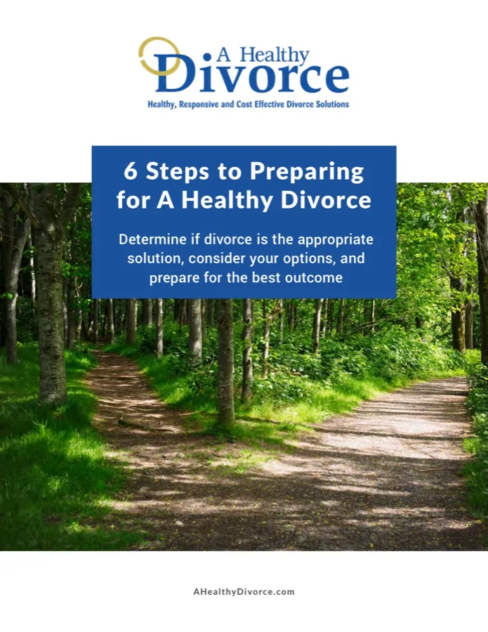 Cover of the guide: 6 Steps to Preparing for A Healthy Divorce